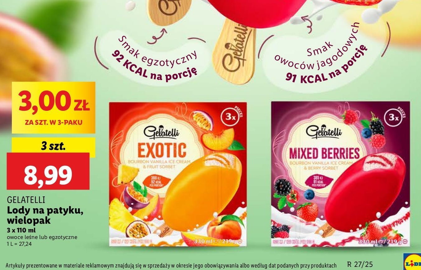 Lody o smaku owoców leśnych Gelatelli promocja w Auchan
