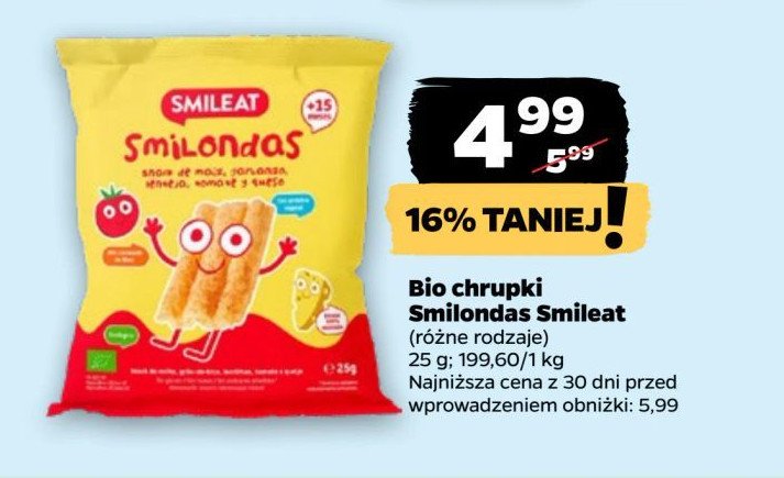 Chrupki pomidorowo-serowe Smileat promocja w Netto