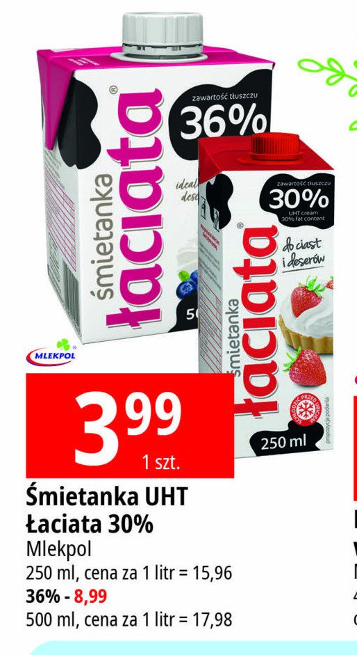 Śmietana 36 % Łaciata promocja