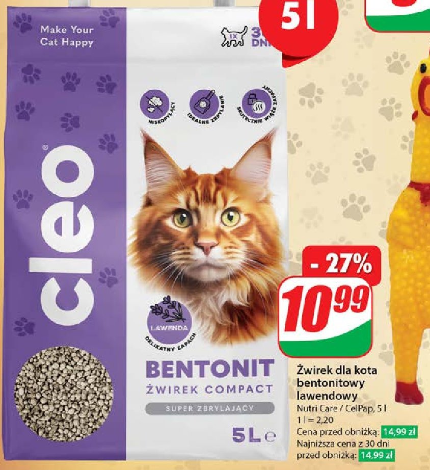 Żwirek bentonitowy lawendowy Cleo promocja