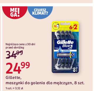 Maszynka do golenia Gillette blue 3 promocja w Rossmann