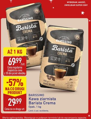 Kawa ziarnista Barista Crema Barissimo promocja w Aldi
