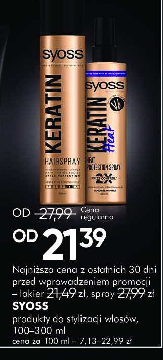 Spray do włosów SYOSS KERATIN HEAT promocja