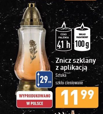 Znicz szklany z aplikacją 41 h promocja