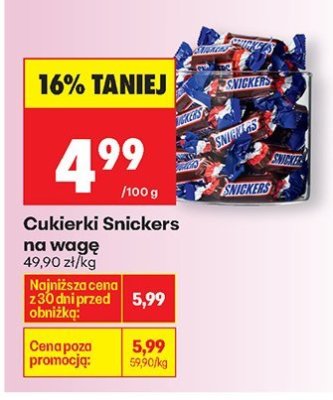Cukierki Snickers na wagę promocja w Biedronka