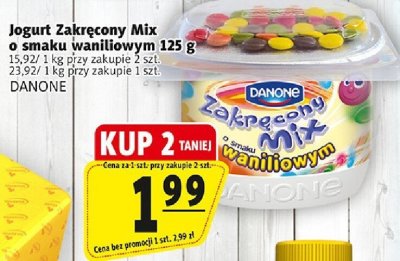 Jogurt Zakręcony Mix o smaku waniliowym 125 g promocja w Prim Market