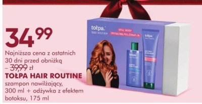 Zestaw kosmetyków TOŁPA HAIR ROUTINE szampon nawilżający 300 ml + odżywka z efektem botoksu 175 ml promocja w Super-Pharm