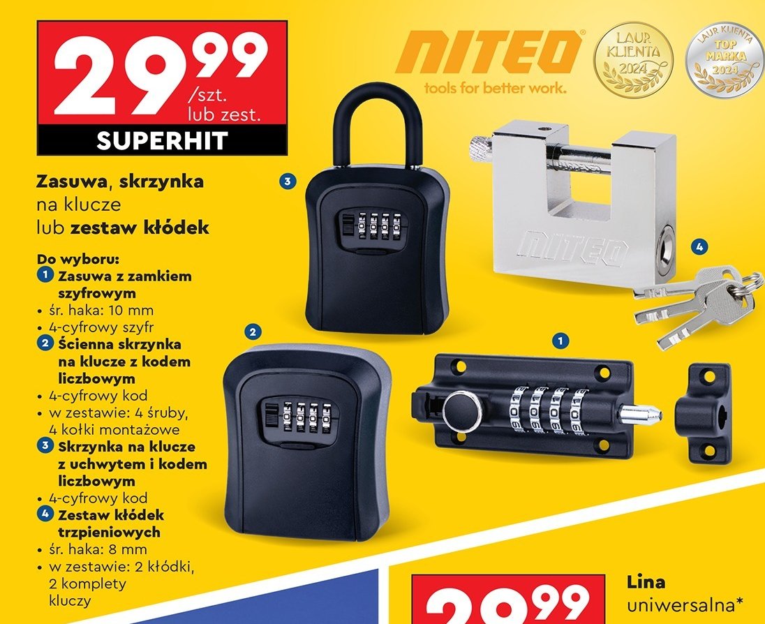 Skrzynka na klucze z uchwytem i kodem liczbowym Niteo tools promocja w Biedronka