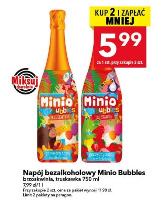 Napój bezalkoholowy Minio Bubbles brzoskwinia 750 ml promocja w LEWIATAN