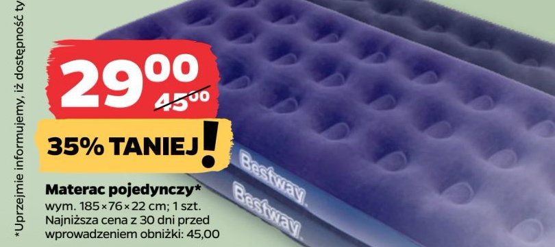 Materac welurowy 185 x 76 x 22 cm Bestway promocja w Netto