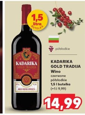 Wino KADARKA TRADITIONAL SEMI SWEET RED WINE promocja