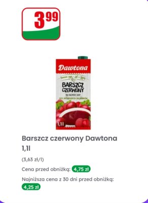 Barszcz czerwony Dawtona 1,1l promocja w Dino