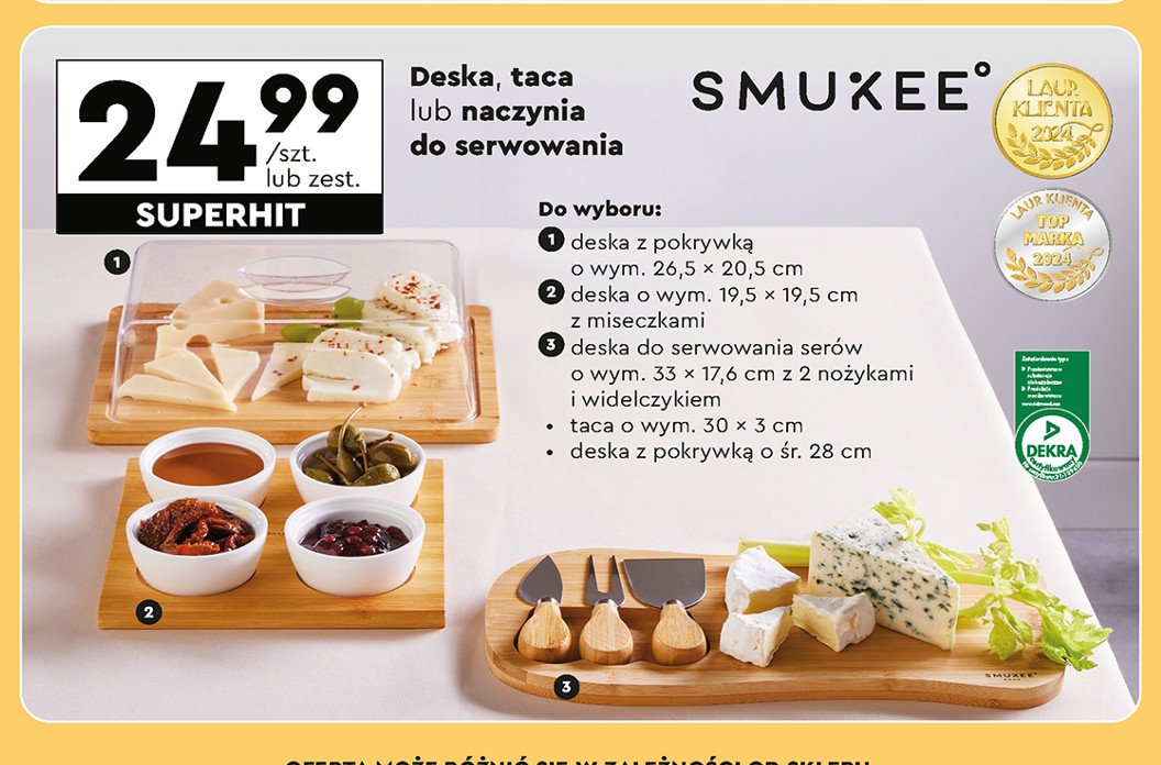 Deska 19.5 x 19.5 cm z miseczkami Smukee promocja w Biedronka