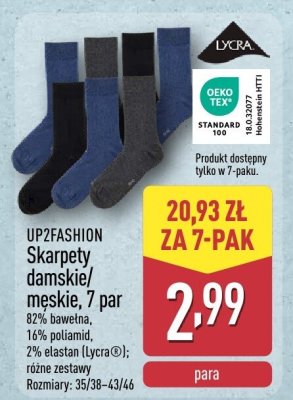 Skarpety damskie/męskie, 7 par UP2FASHION promocja w Aldi