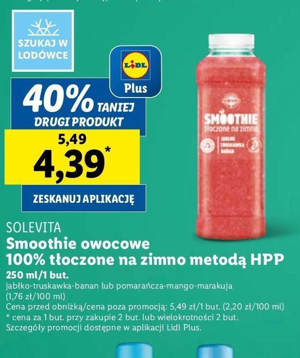 Smoothie jabłko- truskawka- banan Solevita promocja