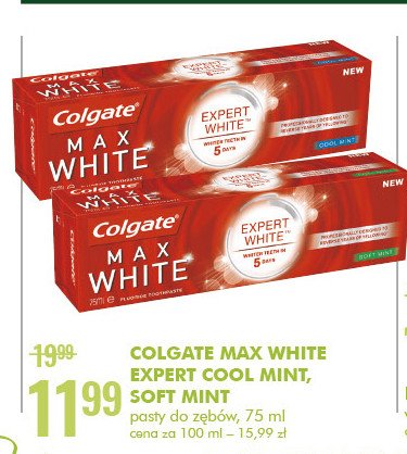 Pasta do zębów cool mint COLGATE MAX WHITE EXPERT WHITE promocja