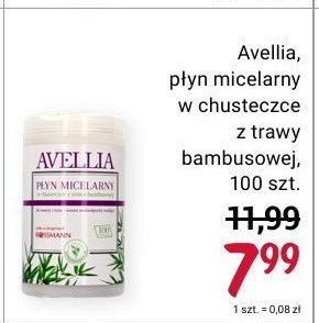 Płyn micelarny w chusteczce z trawy bambusowej Avellia promocja