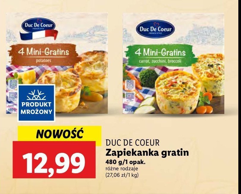 Zapiekanka gratin z marchewką cukinią i brokułami Duc de coeur promocja