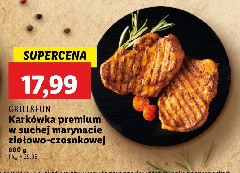 Karkówka w marynacie ziołowo-czosnkową Grill and fun promocja w Lidl
