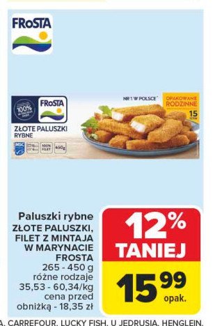 Złote paluszki rybne Frosta promocja w Carrefour