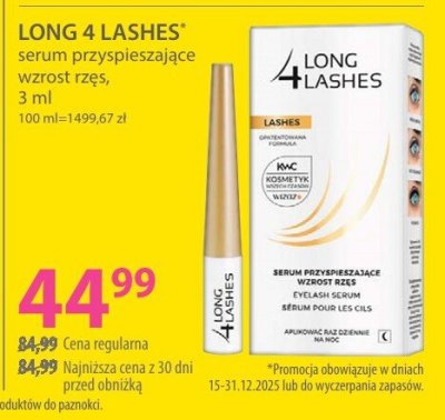 Serum przyspieszające wzrost rzęs LONG 4 LASHES promocja w Hebe
