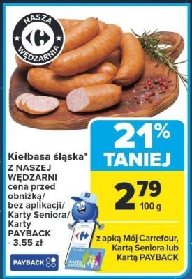 Kiełbasa śląska z szynki Wędliniarnia premium promocja w Carrefour Market