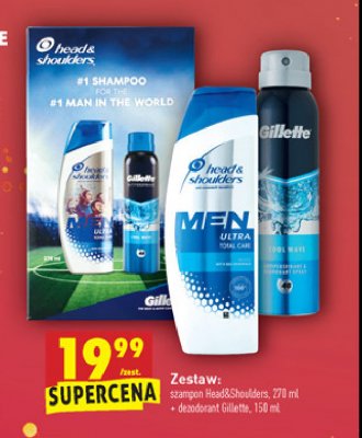 Zestaw w pudełku: szampon do włosów 270 ml + dezodorant 150 ml Head&shoulders + gillette promocja