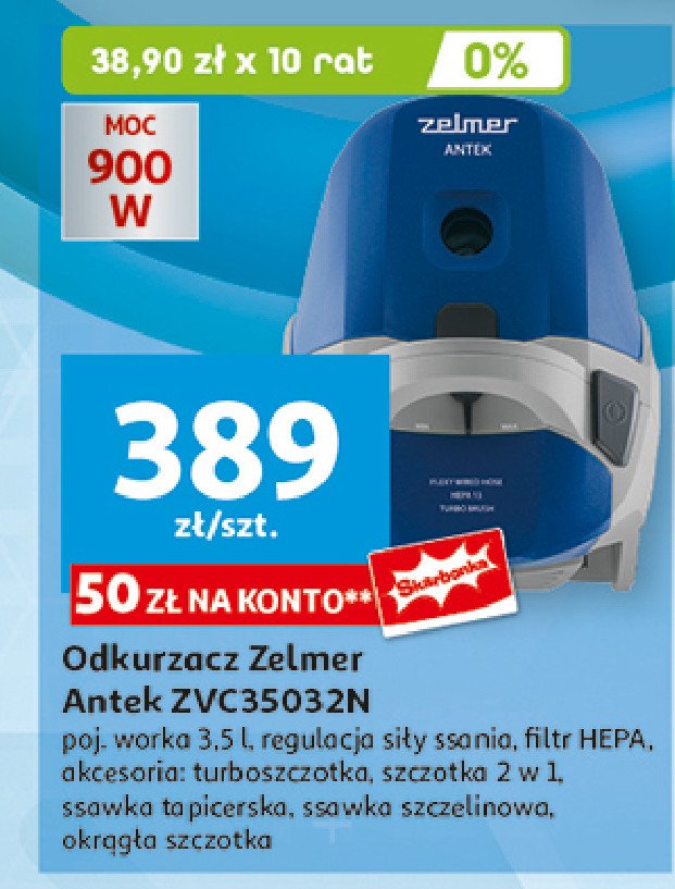 Odkurzacz antek zvc35032n Zelmer promocja w Auchan