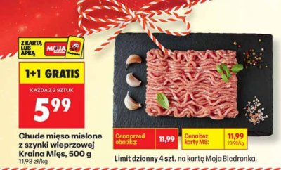 Mięso mielone chude z szynki wieprzowej 500 g promocja w Biedronka