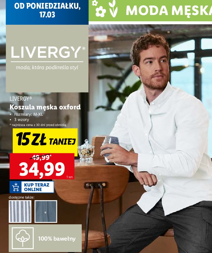 Koszula męska oxford s-xxl Livergy promocja w Lidl