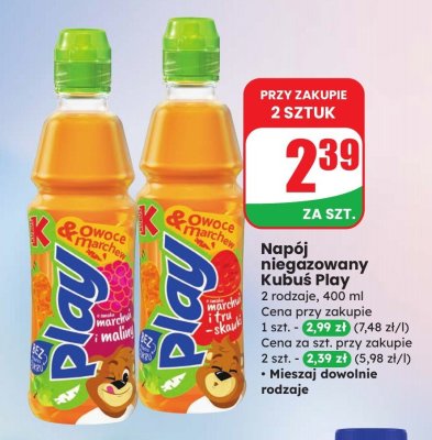 Napój niegazowany Play marchew truskawka promocja w Dino