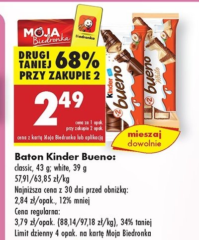 Baton Kinder Bueno white promocja w Kaufland