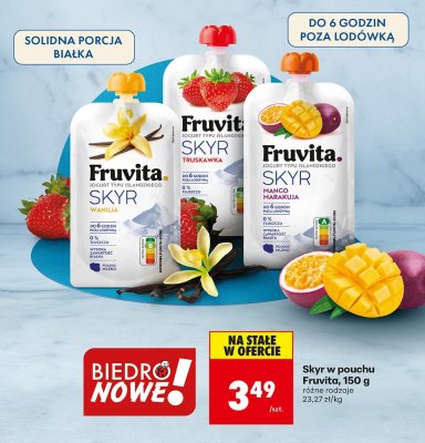 Skyr w pouchu Fruvita, 150 g różne rodzaje promocja w Biedronka