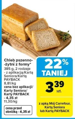 Chleb pszenno-żytni z formy promocja w Carrefour Market