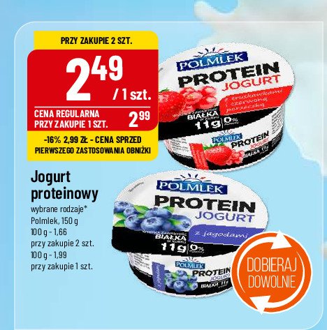 Jogurt protein truskawkowy Polmlek promocja