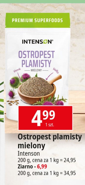 Ostropest plamisty ziarno Intenson promocja