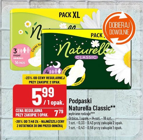 Podpaski night Naturella classic promocja