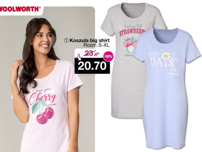 Koszula big shirt Rozm. S-XL Woolworth promocja w Woolworth