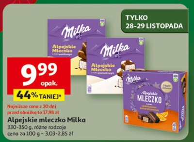 Alpejskie mleczko Milka promocja w Auchan
