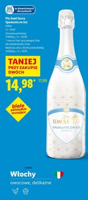 Wino musujące Piu Semi Secco Spumante on Ice białe półsłodkie  promocja w Lidl