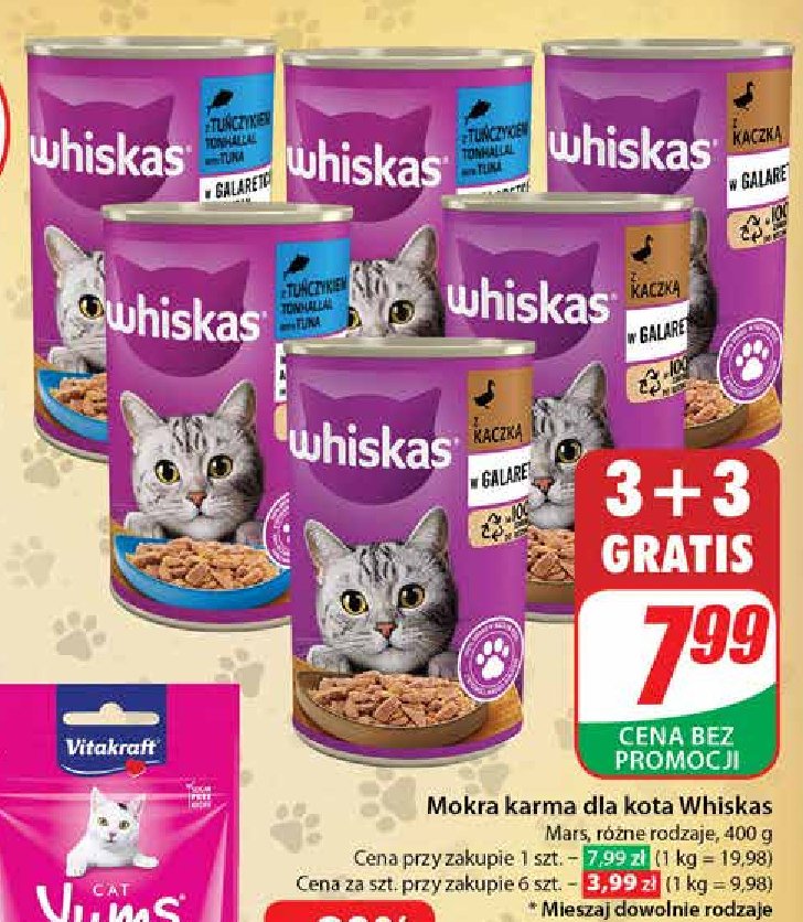 Karma dla kota kaczka i marchewka Whiskas promocja w Dino