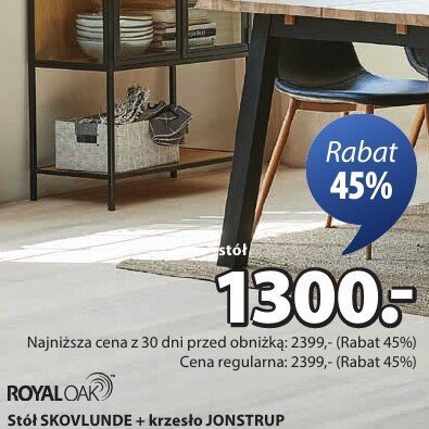 Stół SKOVLUNDE + krzesło JONSTRUP promocja w Jysk