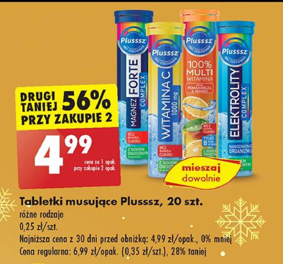 Tabletki 100% multiwitamina pomarańcza i mango Plusssz promocja