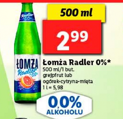 Piwo ogórek - cytryna - mięta Łomża radler 0.0% promocja