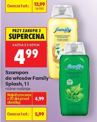 Szampon do włosów Family Splash różne rodzaje promocja w Biedronka