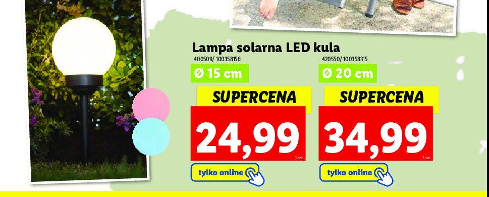 Lampa solarna led kula 20 cm promocja