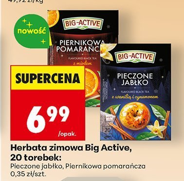 Herbata zimowa Big Active, 20 torebek, Pieczone jabłko, Piernikowa pomarańcza promocja w Biedronka