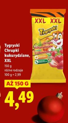 Chrupki Tygryski Kukurydziane XXL 150 g różne rodzaje promocja w Lidl