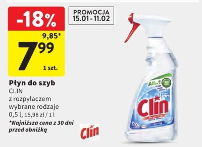 Płyn do szyb CLIN z rozpylaczem wybrane rodzaje promocja w Intermarche
