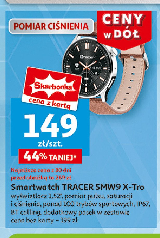 Smartwatch smw9 x-tro 1.52 Tracer promocja w Auchan